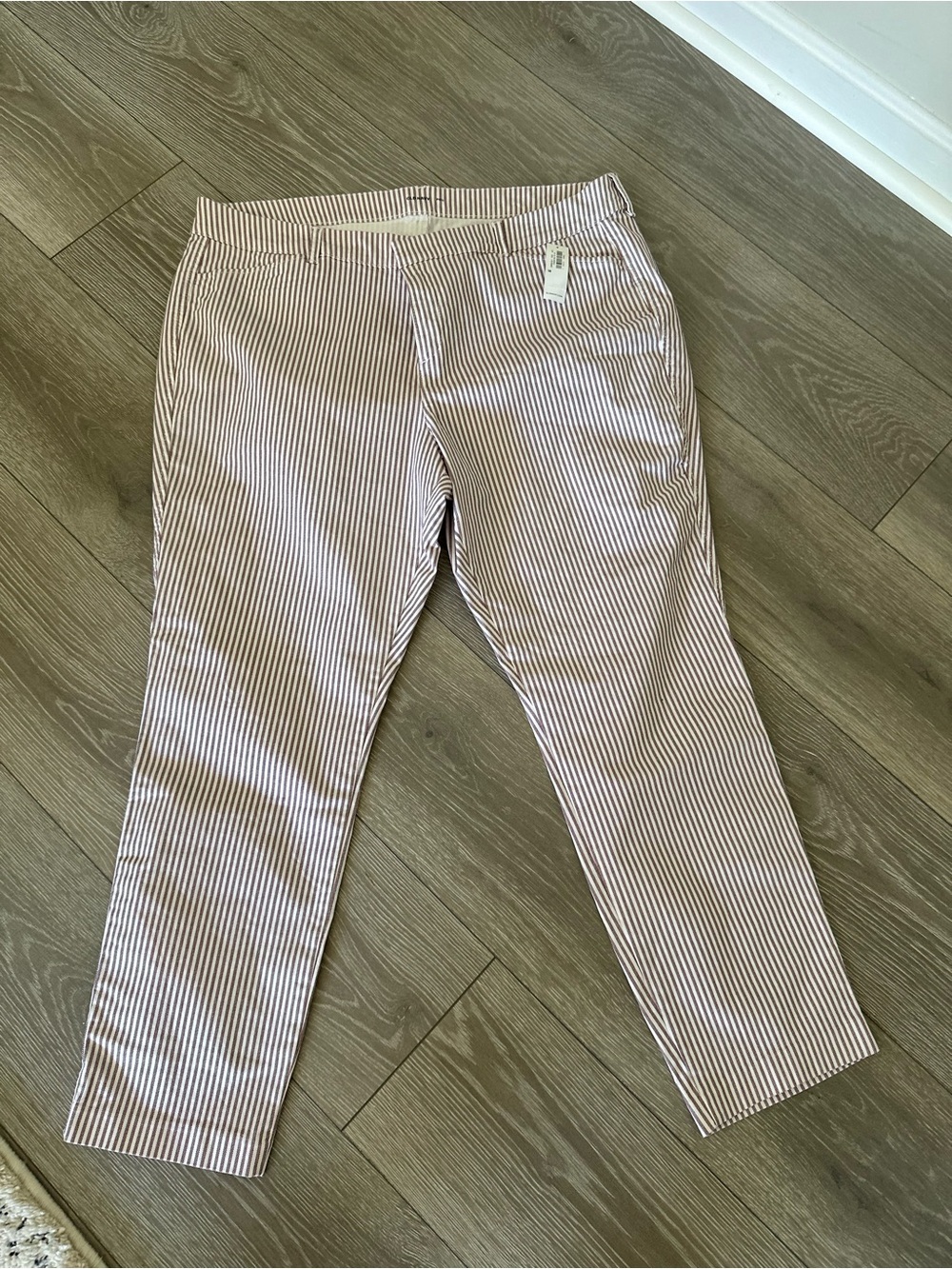 Women’s Old Navy Picie Pants - White/Light Maroon pinstripe